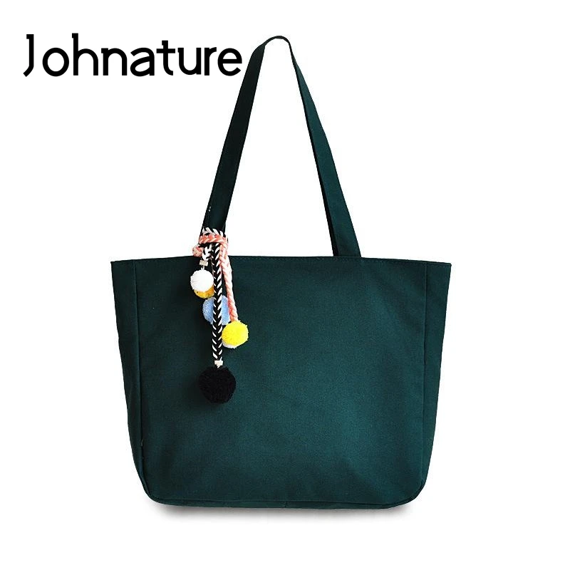 

Johnature 2019 New Fashion Solid Large Capacity Women Casual Tote Shoulder Bags Leisure Environmental Protection Canvas Shopper