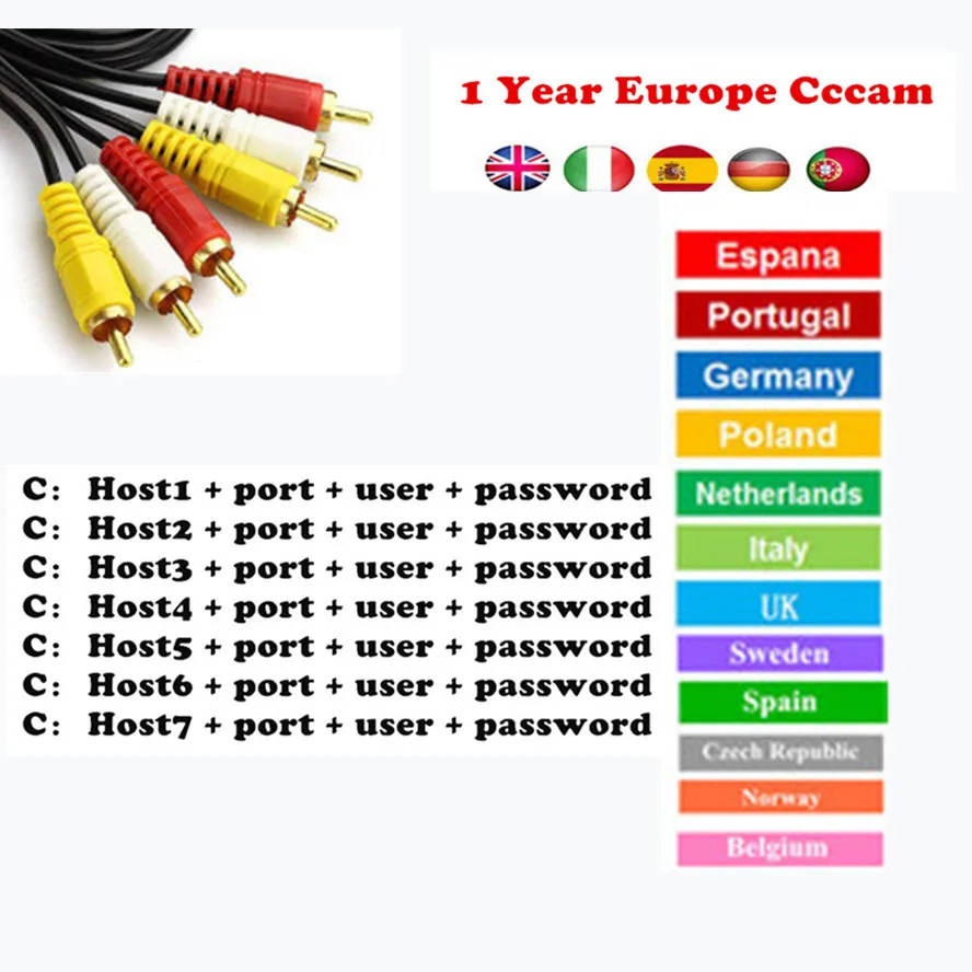 DVB-S2 3 lines CCcams Clines for 1 Year Europe support Satellite TV Receiver GTmedia V8 Nova V7S V9 Freesat V7 Ccam Netherlands
DVB-S2 3 lines CCcams Clines for 1 Year Europe support Satellite TV Receiver GTmedia V8 Nova V7S V9 Freesat V7 Ccam Netherlands