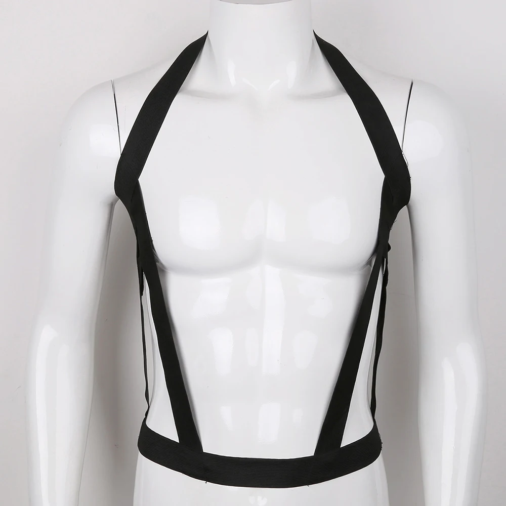 2021 IEFiEL Men Lingerie Nylon Halter Elastic Body Chest Harness