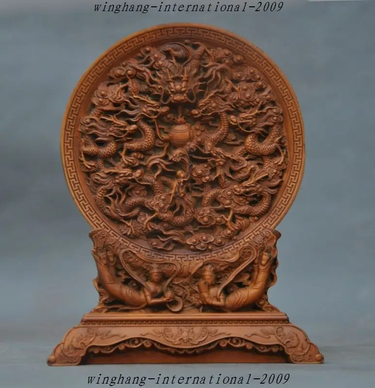 Crafts statue Chinese old boxwood hand-carved fengshui 9 Dragon play bead statue screens plate halloween
Crafts statue Chinese old boxwood hand-carved fengshui 9 Dragon play bead statue screens plate halloween