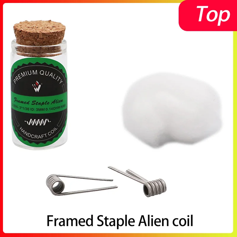 Vape coil VIVISMOKE Handcrafted Framed Staple Alien coil 2-28/4-.3*1/36 (3MM) 0.14ohm cotton for DIY rta rda vape accessories
Vape coil VIVISMOKE Handcrafted Framed Staple Alien coil 2-28/4-.3*1/36 (3MM) 0.14ohm cotton for DIY rta rda vape accessories