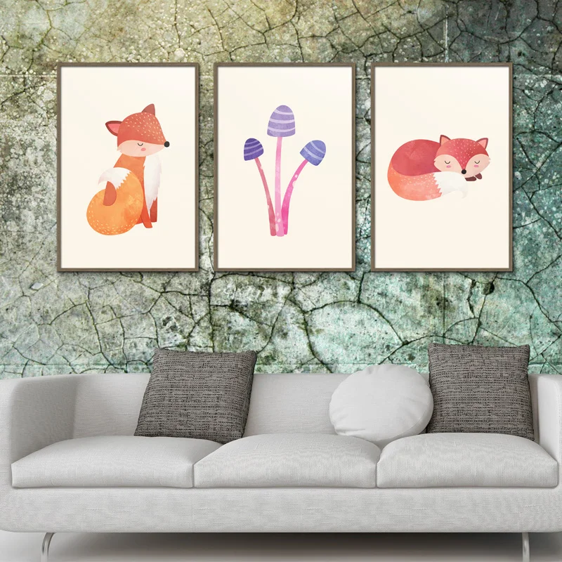 Animal-Dos-Desenhos-Animados-Dos-cervos-N-rdicos-simplificado-animais-p-ssaro-Canvas-Unframed-Sem-Moldura (4)