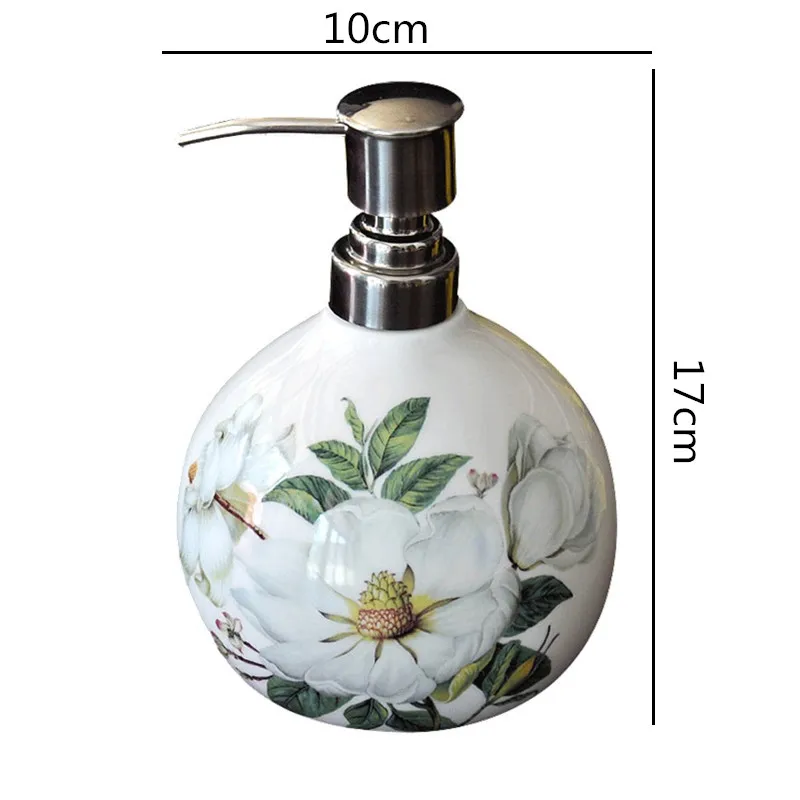 Bone china ceramic hand washing bottle emulsion bottle high grade shampoo shower gel large capacity pressing head bottling (3)