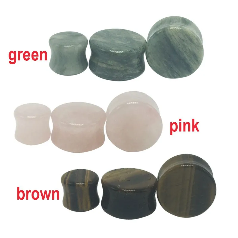 2pcs men women's flesh tunnels ear plugs saddle expanders natural stone 6-16mm body piercing stretcher jewelry for girls boyscolor