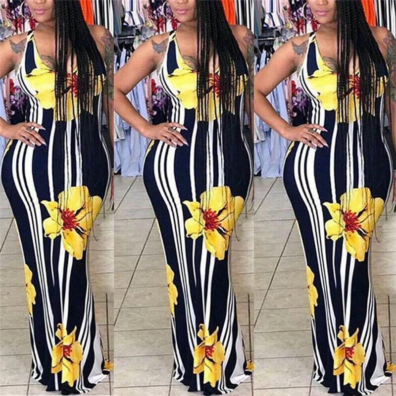 Women's Dress Summer Sleeveless Dresses Striped Floral Clubwear Bandage Bodycon Evening Party Club Maxi Dress Ladies Dresses
Women's Dress Summer Sleeveless Dresses Striped Floral Clubwear Bandage Bodycon Evening Party Club Maxi Dress Ladies Dresses