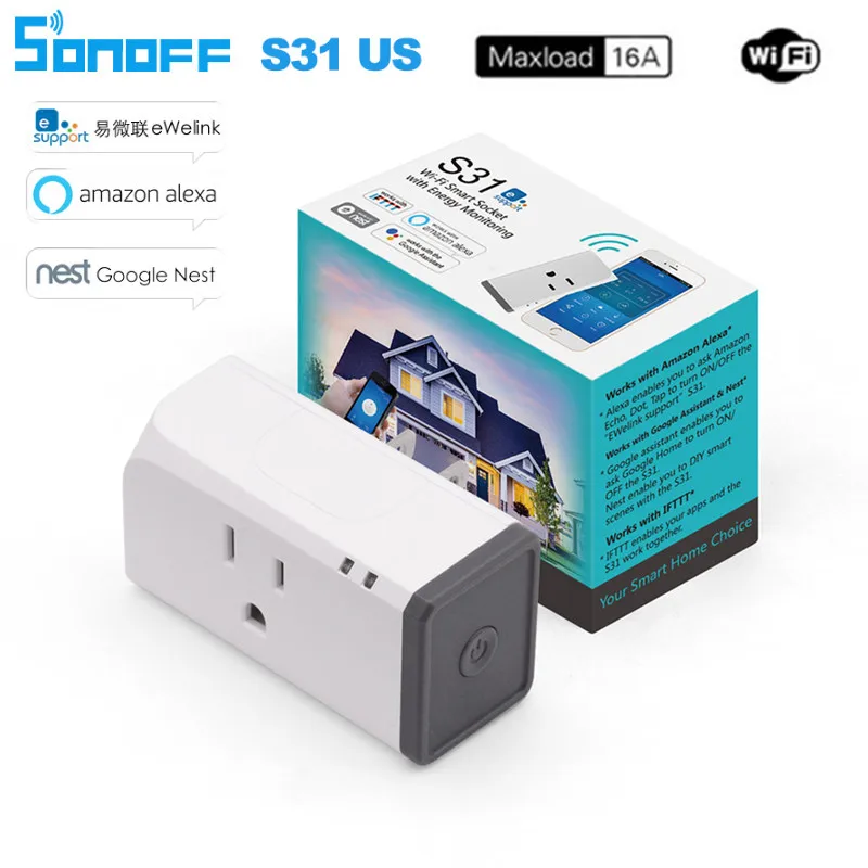 Sonoff S31 US 16A Mini Wifi Smart Socket Home Power Consumption Measure Monitor Energy Usage App Remote IFTTT Control with Alexa
Sonoff S31 US 16A Mini Wifi Smart Socket Home Power Consumption Measure Monitor Energy Usage App Remote IFTTT Control with Alexa