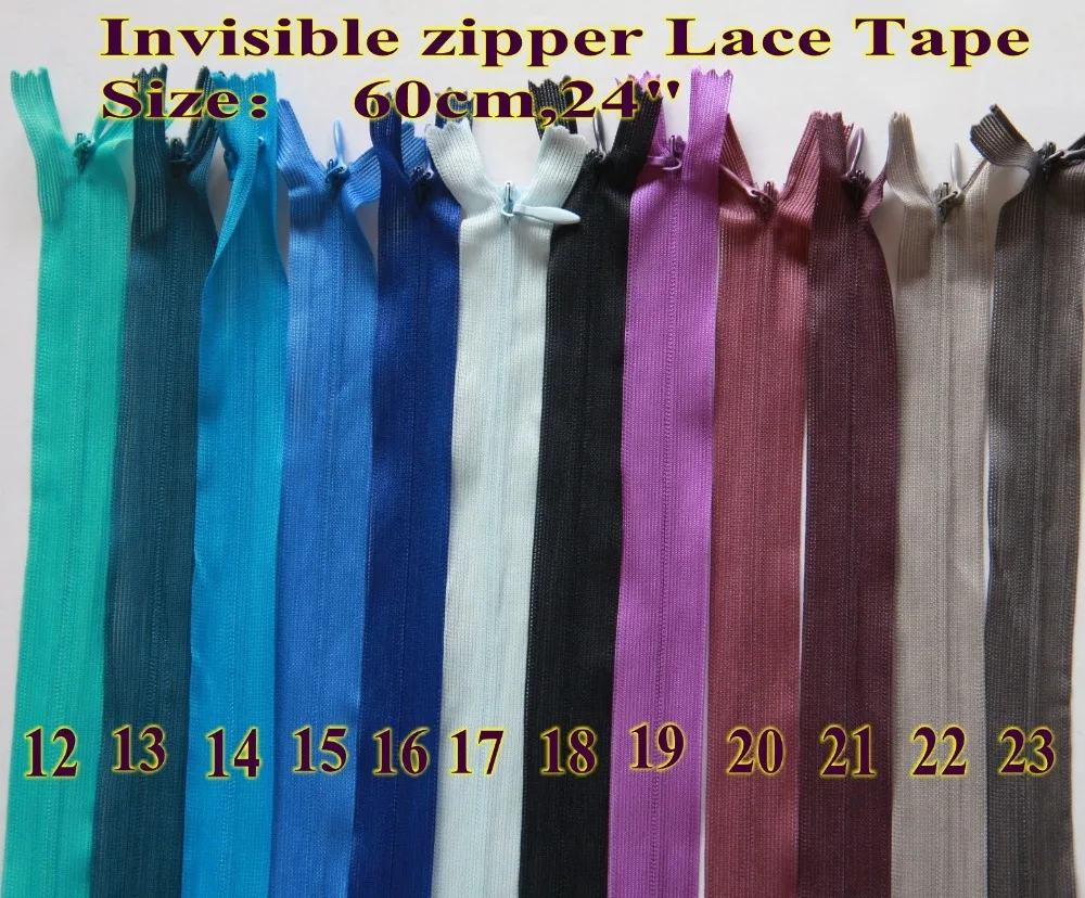 Free shipping--length 60cm,24" Invisible Zipper Lace Tape Water Drop slider,#3 nylon zipper,C/E,$6/12pcs black/blue/white/red
Free shipping--length 60cm,24" Invisible Zipper Lace Tape Water Drop slider,#3 nylon zipper,C/E,$6/12pcs black/blue/white/red