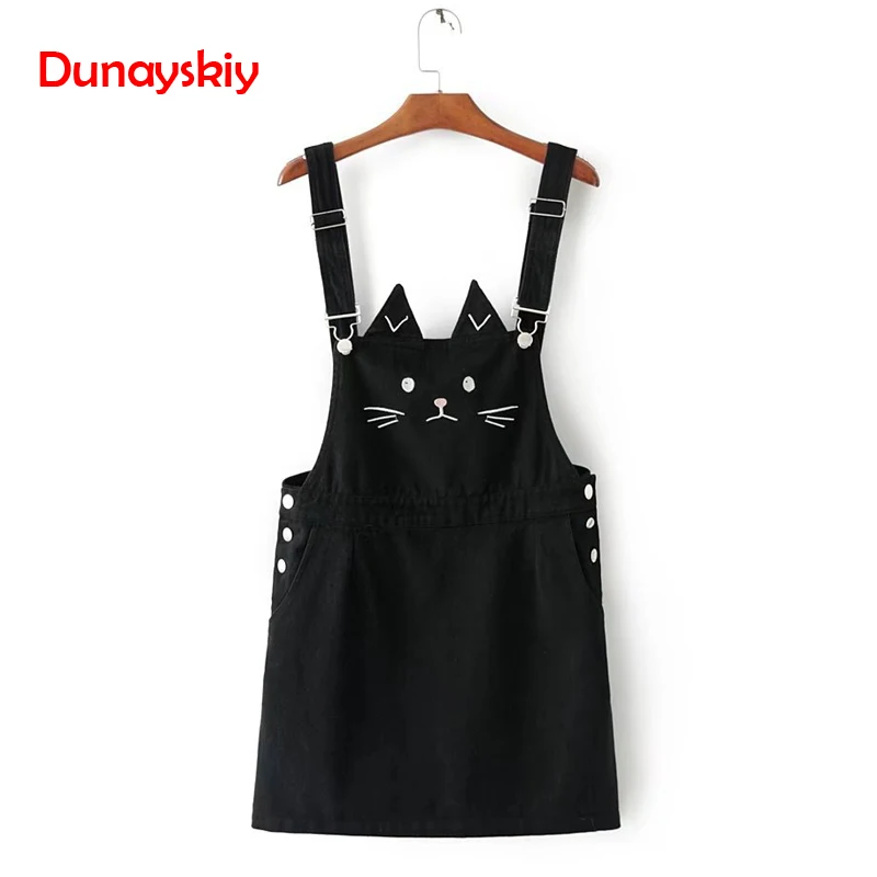 Suspender Denim Dress Women Strap Sundress Cartoon Kawaii Cute Cat Embroidery Japanese Mori Girl Lolita Jean Dress 2019 New
Suspender Denim Dress Women Strap Sundress Cartoon Kawaii Cute Cat Embroidery Japanese Mori Girl Lolita Jean Dress 2019 New