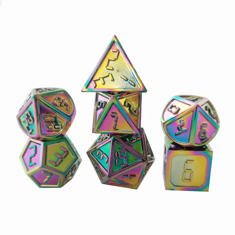 Factory direct sales, wholesale and retail new font color dungeons & dragons 7pcs/ set of creative RPG dice D&D metal dice
Factory direct sales, wholesale and retail new font color dungeons & dragons 7pcs/ set of creative RPG dice D&D metal dice