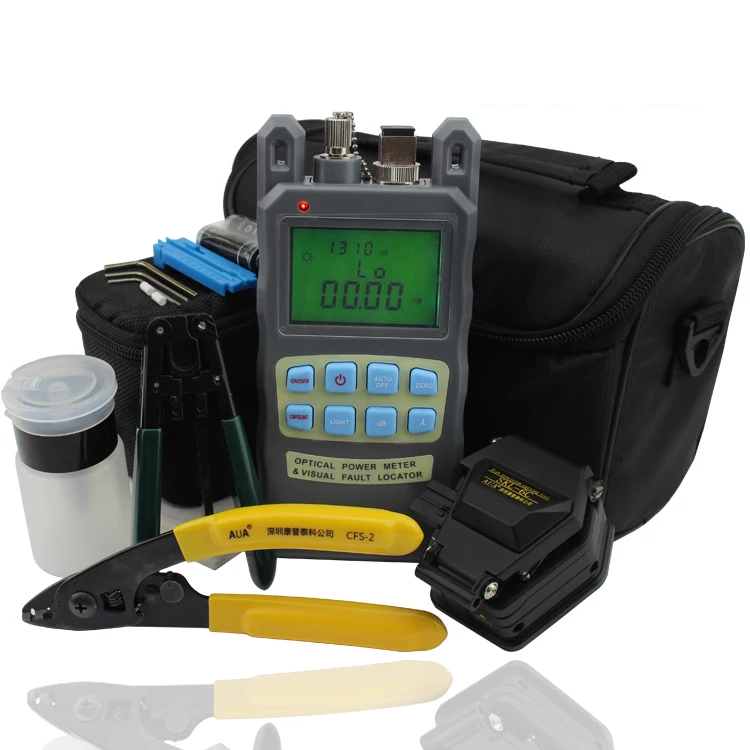 Fiber Optic Tools with Fiber Optic Power Meter and 10mw VFL Optical Fiber Visual Fault Locator and SKL-6C Fiber Cleaver
Fiber Optic Tools with Fiber Optic Power Meter and 10mw VFL Optical Fiber Visual Fault Locator and SKL-6C Fiber Cleaver