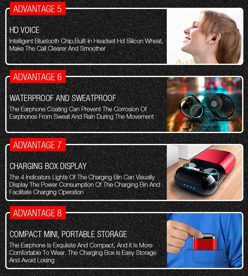 Bluetooth Earbuds Wireless Headphone Headset Stereo With Charging Box Wireless Bluetooth Earphone For Phone for ios and Android