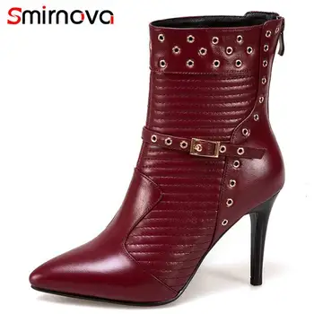 Smirnova HOT 2018 fashion genuine leather boots zipper ankle boots women pointed toe thin high heels buckle autumn boots
Smirnova HOT 2018 fashion genuine leather boots zipper ankle boots women pointed toe thin high heels buckle autumn boots