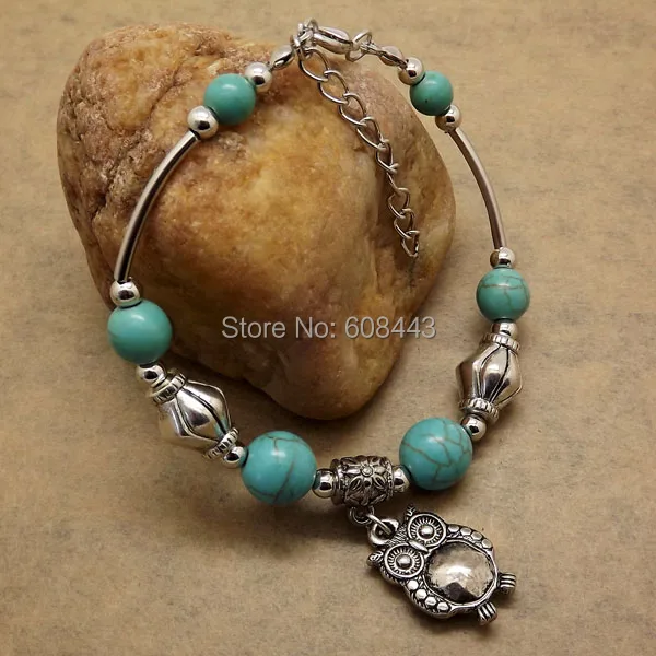 BR260 Gypsy Tibet Silver Color Howlite Stone Beads Handmade Owl Charm Vintage Bracelet Bangle Jewelry Jewellery
BR260 Gypsy Tibet Silver Color Howlite Stone Beads Handmade Owl Charm Vintage Bracelet Bangle Jewelry Jewellery