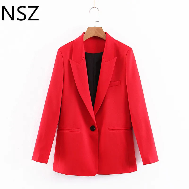 NSZ Women Solid Red Blazer Long Sleeve Single Breasted Jacket Pocket Coat Office Work Lady Outerwear
NSZ Women Solid Red Blazer Long Sleeve Single Breasted Jacket Pocket Coat Office Work Lady Outerwear