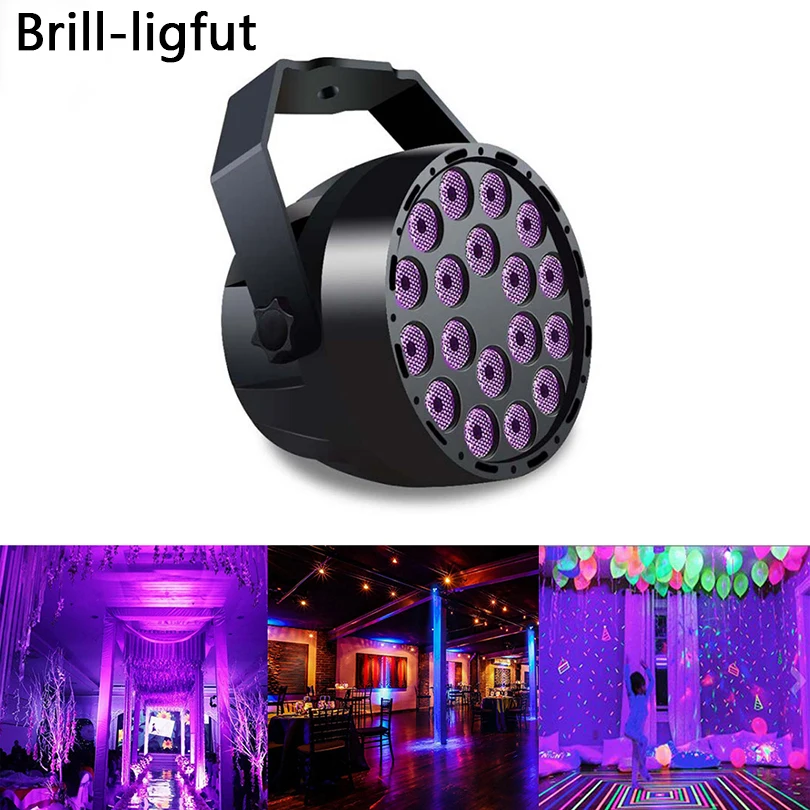 

18W UV LED Stage Light Sound Active 18 LEDs Auto DMX Ultraviolet Strobe Par Black Lights Disco DJ Projector Party KTV Lighting