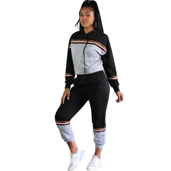 Women Tracksuit Sportsuit Winter Long Sleeve Pullover Stripe Patchwork Sweatshirt Top + Jogger Pants 2 Two Piece Set Outfits
Women Tracksuit Sportsuit Winter Long Sleeve Pullover Stripe Patchwork Sweatshirt Top + Jogger Pants 2 Two Piece Set Outfits