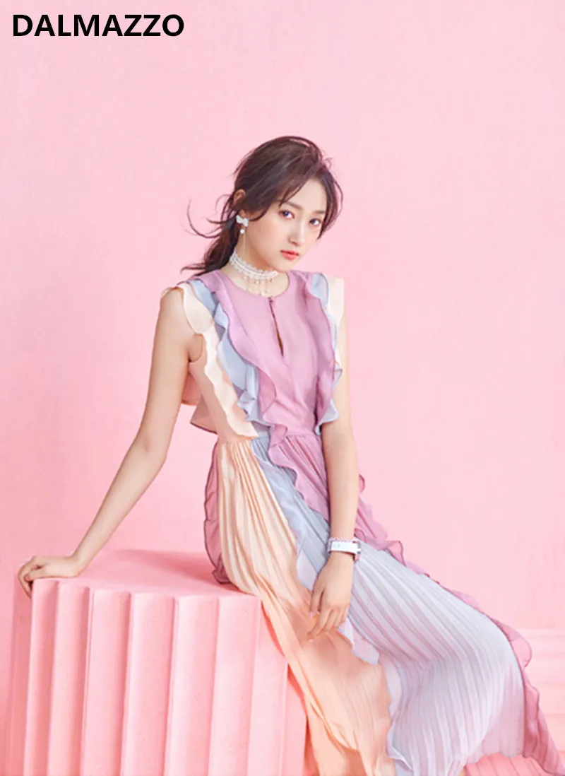 Women Sleeveless Ruffles Party Pleated Long Dress 2019 Summer Designer Womans Chiffon Rainbow Seaside Beach Holiday Long Dresses
Women Sleeveless Ruffles Party Pleated Long Dress 2019 Summer Designer Womans Chiffon Rainbow Seaside Beach Holiday Long Dresses