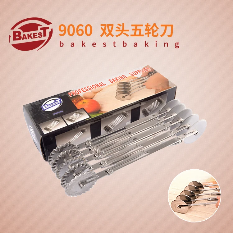 BAKEST Double-head 5-Wheel Stainless Steel Dough Roller Baking Bakeware Pastry Tool
BAKEST Double-head 5-Wheel Stainless Steel Dough Roller Baking Bakeware Pastry Tool