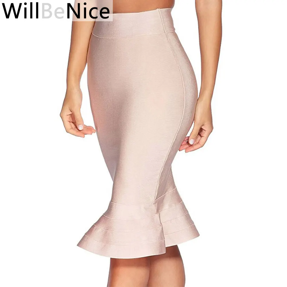 Женская юбка-карандаш WillBeNice обтягивающая юбка до колена с высокой талией и годе
