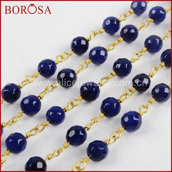 BOROSA 5Meters Gold Color Silver Color 6mm Deep Blue Agates Facted Bead Chain Beaded Chains Brass Chains Jewelry Findings JT229
BOROSA 5Meters Gold Color Silver Color 6mm Deep Blue Agates Facted Bead Chain Beaded Chains Brass Chains Jewelry Findings JT229