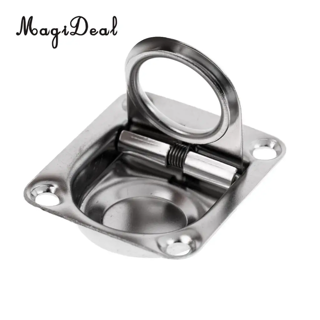 Marine Grade Stainless Steel Flush Mount Pull Ring Hatch Latch Lift Handle Marine Boat