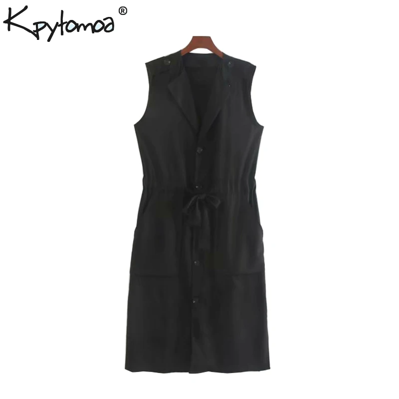 Vintage Stylish Buttons With Sashes Mini Dress Women 2019 Fashion Notched Collar Sleeveless Ladies Dresses Casual Vestidos Mujer
Vintage Stylish Buttons With Sashes Mini Dress Women 2019 Fashion Notched Collar Sleeveless Ladies Dresses Casual Vestidos Mujer