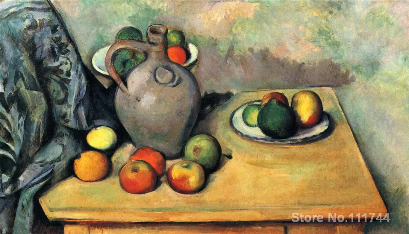 modern art High quality painting of Paul Cezanne Still life jug and fruit on a table Hand painted
modern art High quality painting of Paul Cezanne Still life jug and fruit on a table Hand painted