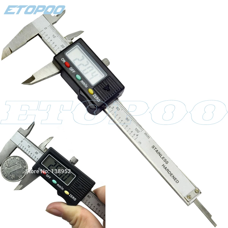 

ETOPOO stainless steel Digital Caliper 0-100mm 4inch mini pocket electronic vernier caliper slider caliper Gem thickness gauge