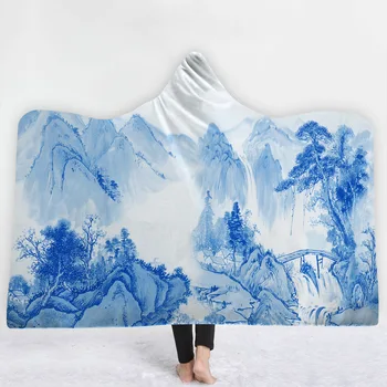 Modern Simple Wearable Hat Blanket Blue and White Porcelain Print Hooded Blanket Portable Outdoor/Home Blanket 130x150/150x200cm
Modern Simple Wearable Hat Blanket Blue and White Porcelain Print Hooded Blanket Portable Outdoor/Home Blanket 130x150/150x200cm