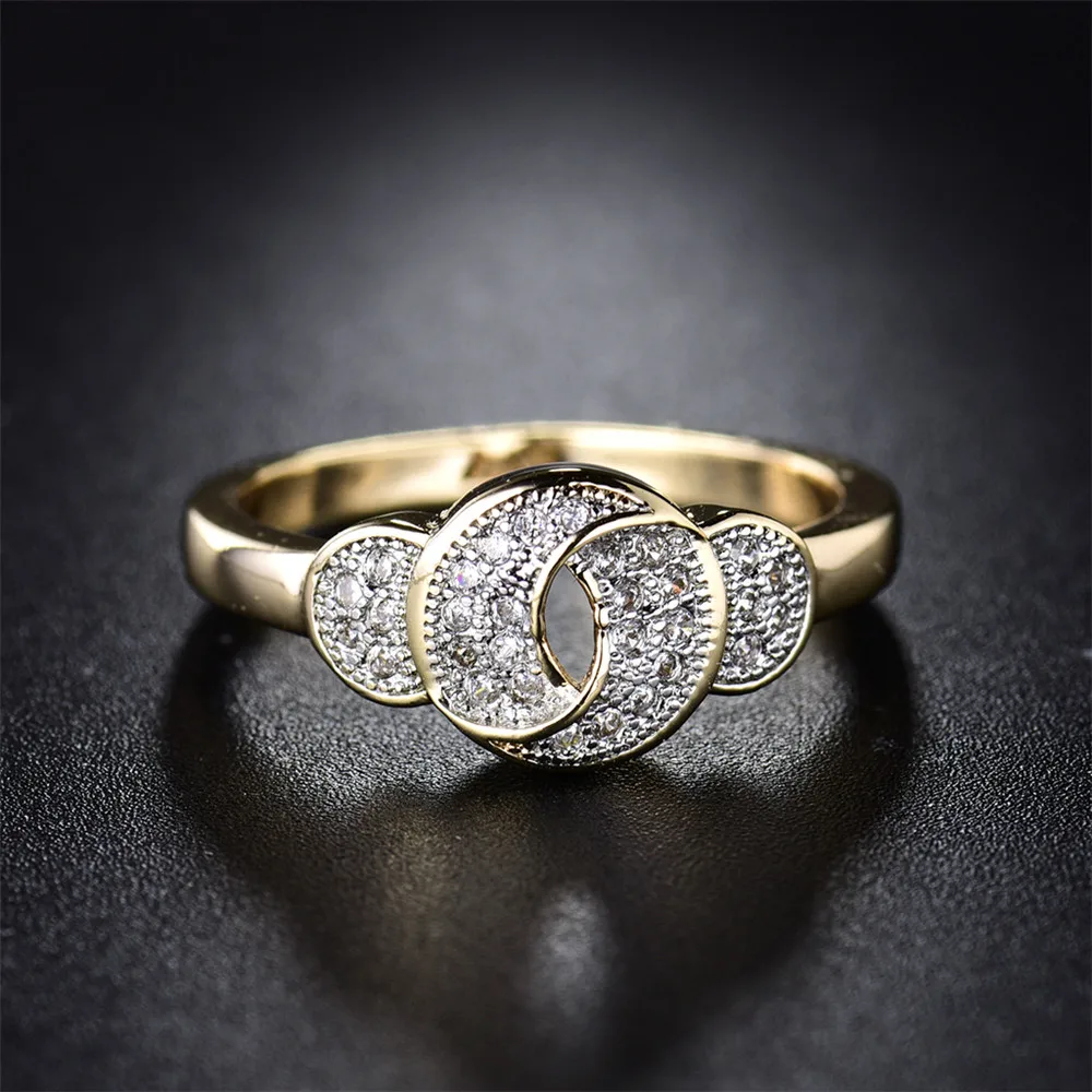 Мода moliam Twist Knot Rhinestone кольца для женщин золото цвет циркония Кристалл Проложить