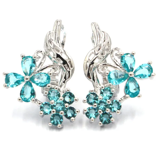 Beautiful Flowers Shape Rich Blue Aquamarine White CZ Woman's Gift Silver Earrings 21x14mm
Beautiful Flowers Shape Rich Blue Aquamarine White CZ Woman's Gift Silver Earrings 21x14mm