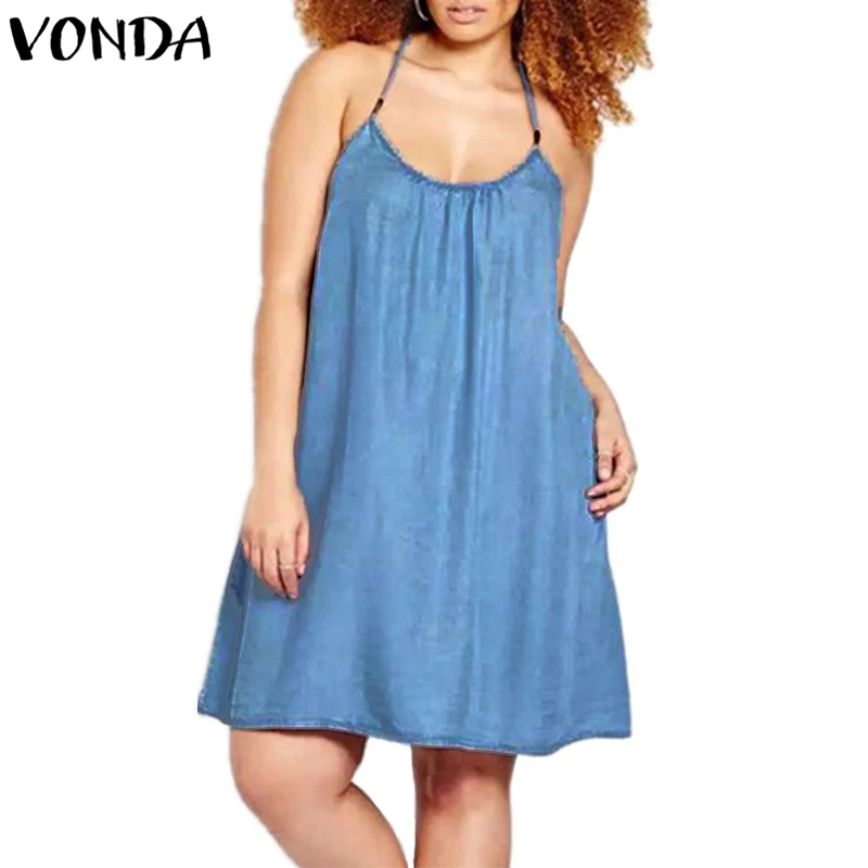 VONDA Women Sexy Mini Dresses 2019 Summer Casual Loose Sleeveless Halter Neck Spaghetti Strap Backless A-line Vestidos Plus Size
VONDA Women Sexy Mini Dresses 2019 Summer Casual Loose Sleeveless Halter Neck Spaghetti Strap Backless A-line Vestidos Plus Size