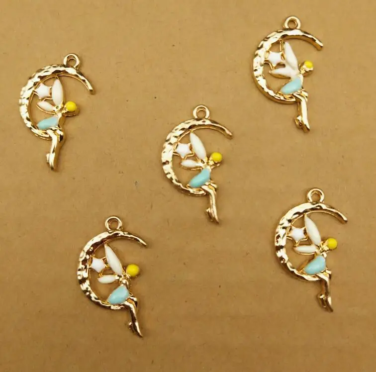 10pcs 24x15mm Korean accessories enamel moon Angel flying fairy charms earrings pendants handmade jewelry making DIY materials
10pcs 24x15mm Korean accessories enamel moon Angel flying fairy charms earrings pendants handmade jewelry making DIY materials