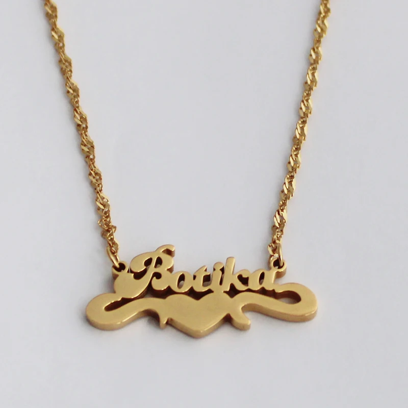 Silver Gold Color Custom Any Font Nameplate Necklace Pendant Stainless Steel Personalized Heart Name Necklace Women Wedding Gift
Silver Gold Color Custom Any Font Nameplate Necklace Pendant Stainless Steel Personalized Heart Name Necklace Women Wedding Gift