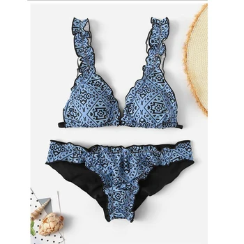 2020 Sexy Print Ruffle Bikini Cross Bandage Swimsuit Hollow Out Swimwear Floral Biquini Feminino Bikini Set Beach Wear
2020 Sexy Print Ruffle Bikini Cross Bandage Swimsuit Hollow Out Swimwear Floral Biquini Feminino Bikini Set Beach Wear