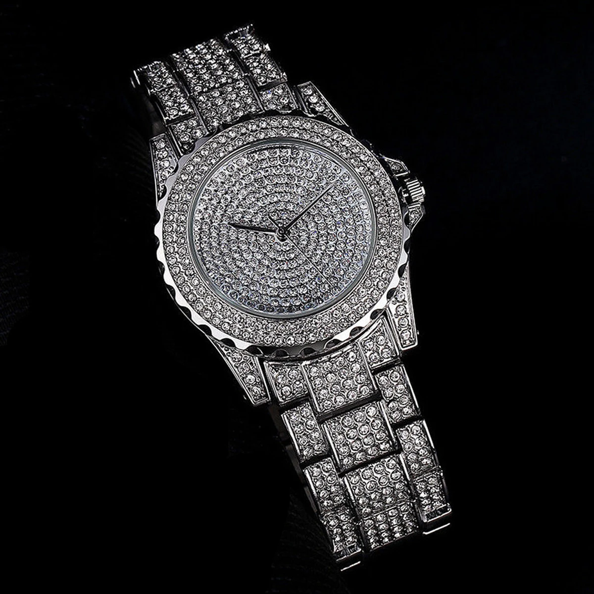 Luxury Full Crystal Bling Diamond Rhinestone Watches Stainless Steel Round Dial Dress Quartz Wristwatch Relogio Feminino Gift