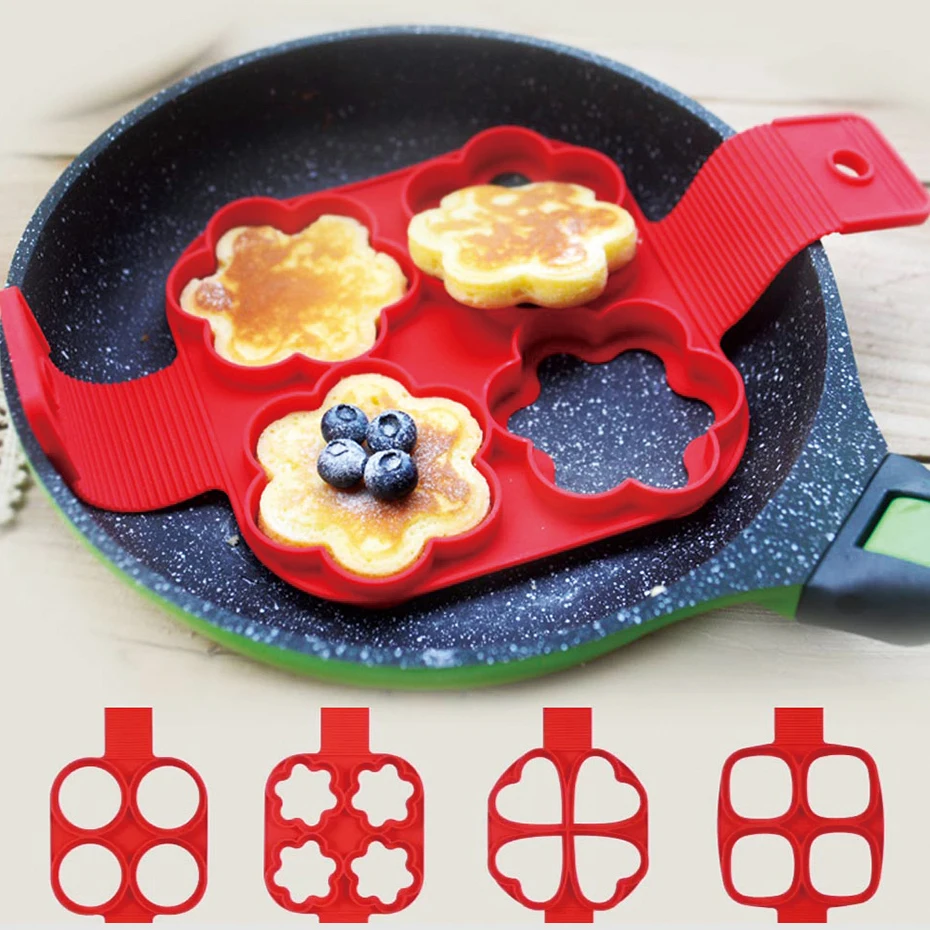4 Holes Fantastic Frying Eggs Mold Silicone Non Stick Pancake Maker Creative Kitchen Cooking Tools Heart Shape Egg Ring 
4 Holes Fantastic Frying Eggs Mold Silicone Non Stick Pancake Maker Creative Kitchen Cooking Tools Heart Shape Egg Ring