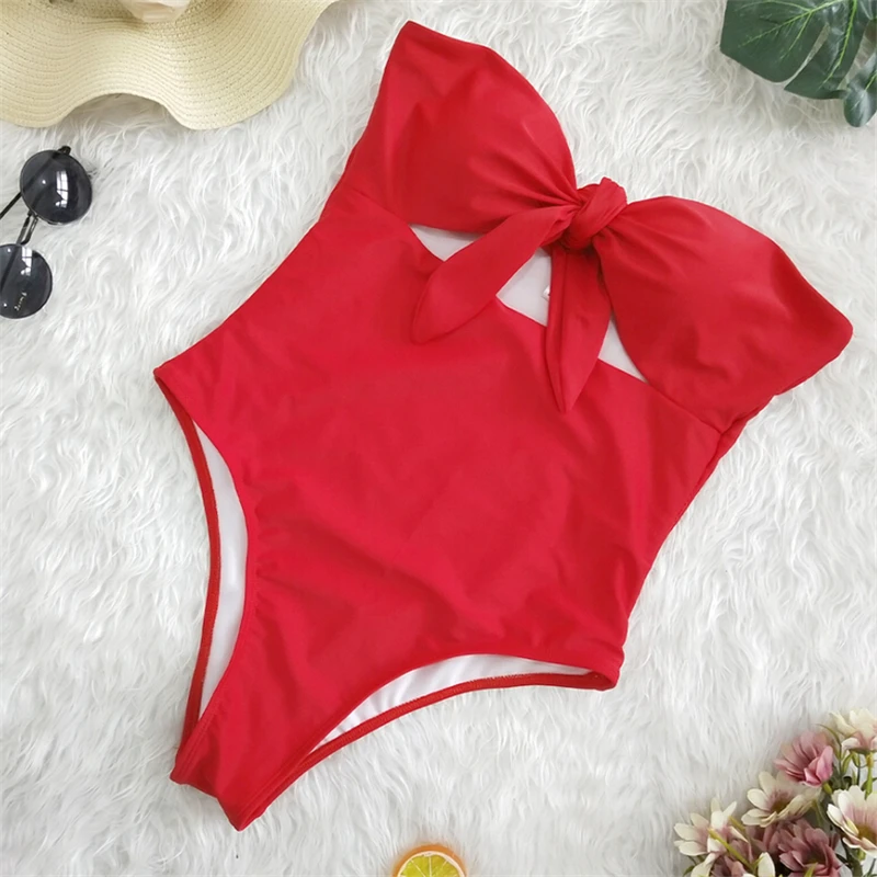Women Bikini Summer Bow Swimsuit Strapless One Piece Swimwear Solid Color High Waist Beach Wear Ladies Swimsuit Woman Swimwear
Women Bikini Summer Bow Swimsuit Strapless One Piece Swimwear Solid Color High Waist Beach Wear Ladies Swimsuit Woman Swimwear