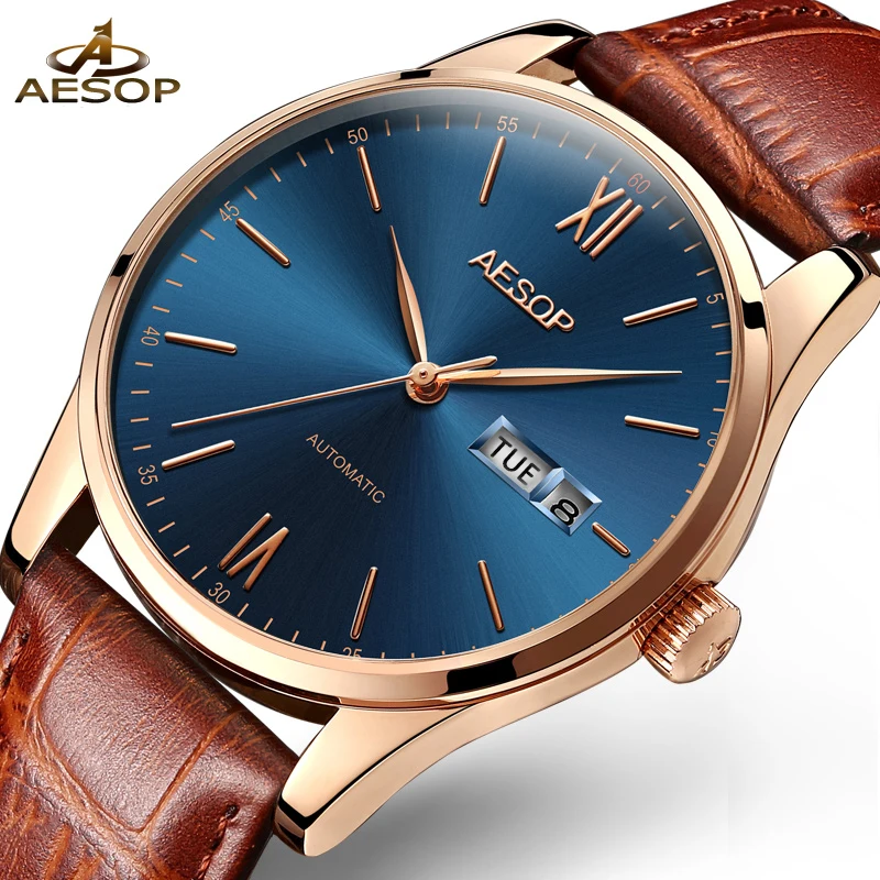AESOP Brand Simple Ultra Thin Watch Men Automatic Mechanical Minimalist Wrist watch Leather Band Male Clock Relogio Masculino 
AESOP Brand Simple Ultra Thin Watch Men Automatic Mechanical Minimalist Wrist watch Leather Band Male Clock Relogio Masculino