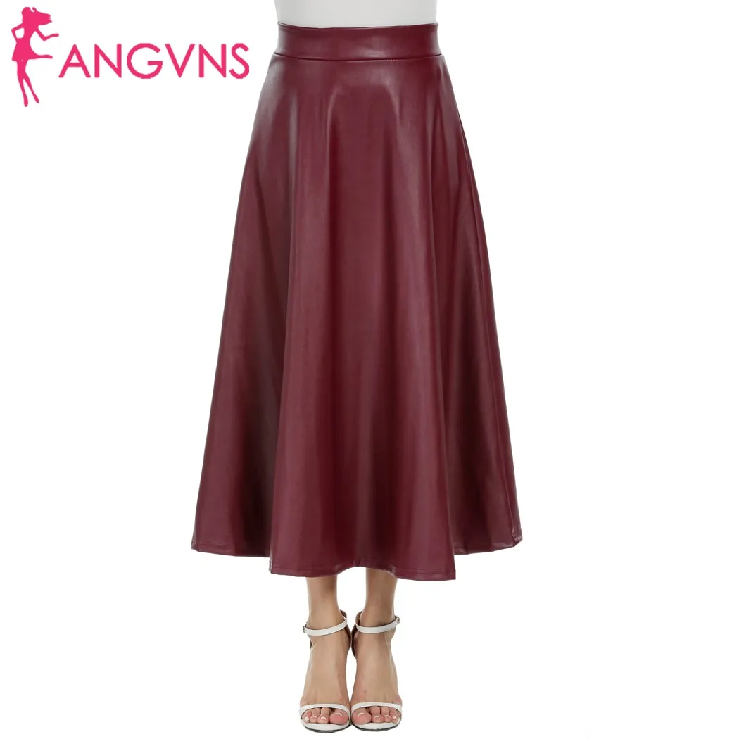 Winter Womens Maxi PU Leather Long Slim Waist Autumn Spring