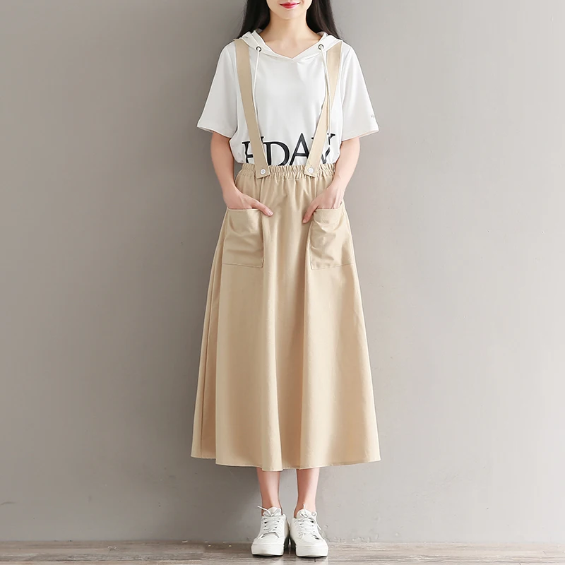 Mori Girl Literary Long Skirt 2018 New Summer Women Detachable Straps Cotton and Linen Skirts Pockets Apricot,Navy Blue Clothes
Mori Girl Literary Long Skirt 2018 New Summer Women Detachable Straps Cotton and Linen Skirts Pockets Apricot,Navy Blue Clothes
