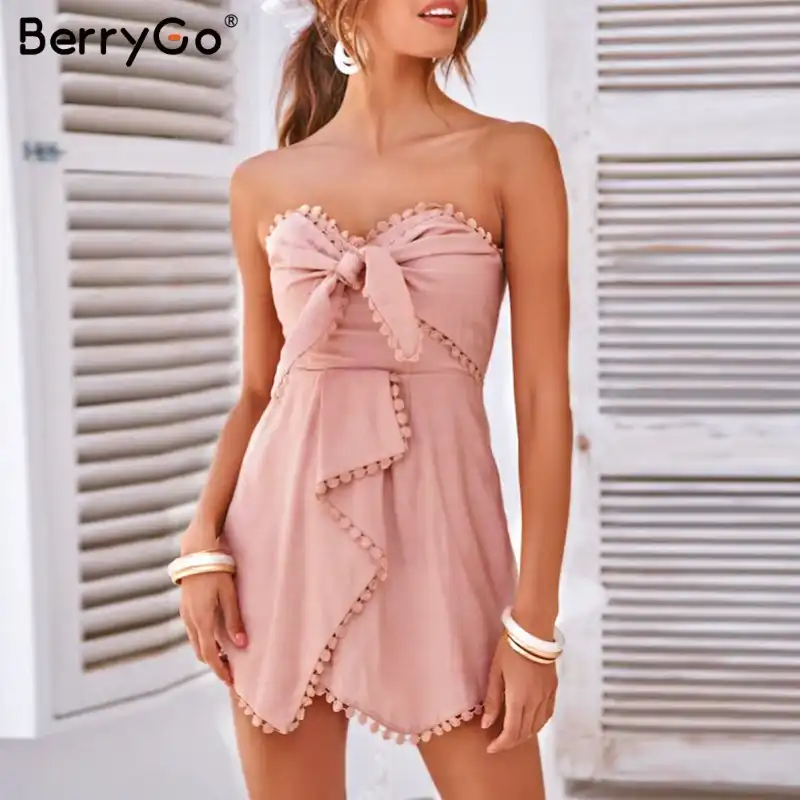 strapless cotton romper