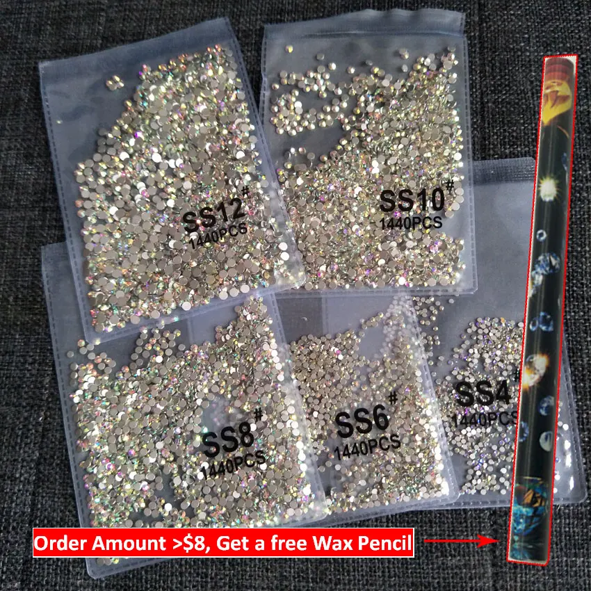 1440pcs Flatback Nail Crystals Rhinestones for Nails 3D Nail Art Decorations SS3-SS12 DIY Glass Gems Stones AB Clear Rose Gold
1440pcs Flatback Nail Crystals Rhinestones for Nails 3D Nail Art Decorations SS3-SS12 DIY Glass Gems Stones AB Clear Rose Gold