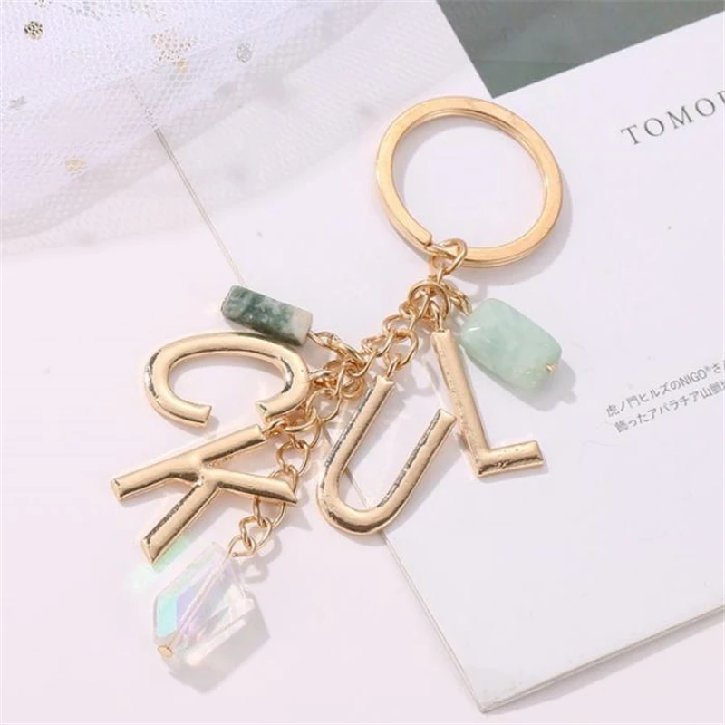 LUCK Letter Pendant Key Chain Blessing Initial Keychain Gold Color key holders With Crystal And Stones Best Gift For Friends
LUCK Letter Pendant Key Chain Blessing Initial Keychain Gold Color key holders With Crystal And Stones Best Gift For Friends