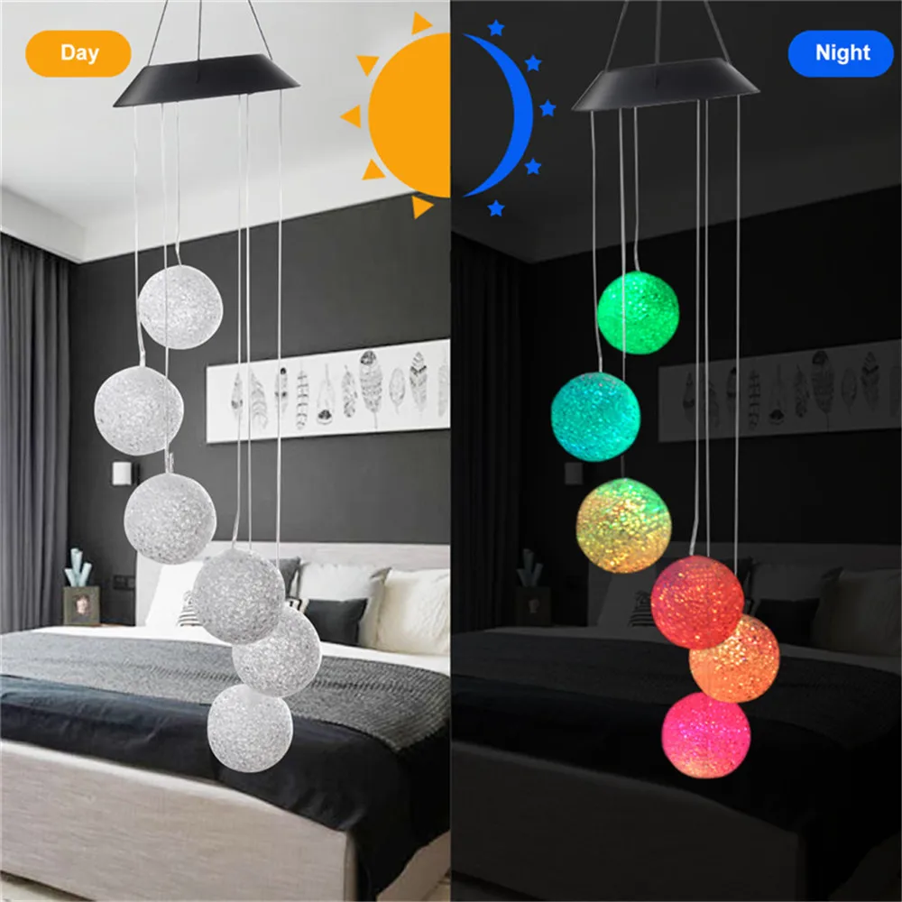 Solar Wind Chimes 6LEDS round ball LED decorative Light Multicolor Ball Hanging lighting For Window/ Party/ Garden/Wedding etc.
Solar Wind Chimes 6LEDS round ball LED decorative Light Multicolor Ball Hanging lighting For Window/ Party/ Garden/Wedding etc.