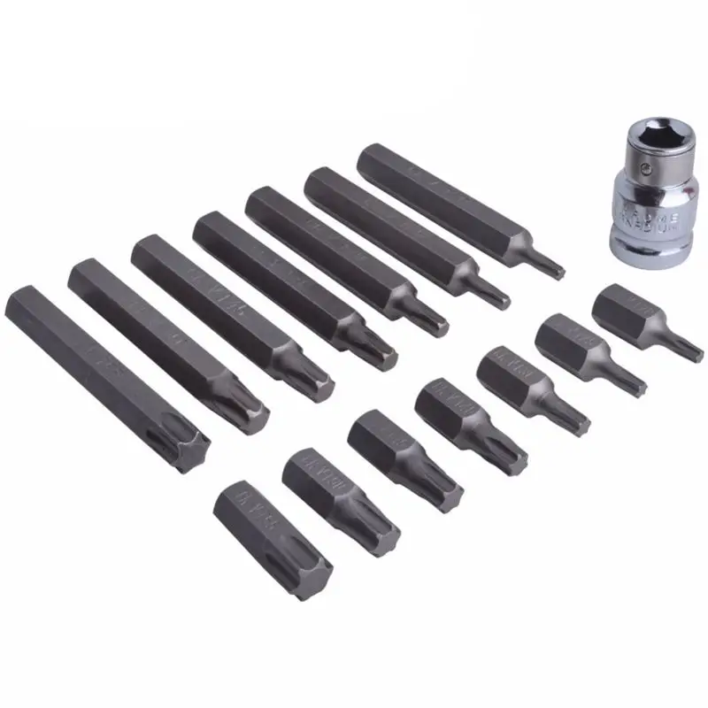 EASY-15-Pieces Chrome Vanadium Steel Torx Bit Set Star Bits Set Including 14Pc Torx Bits And 1Pc 1/2 Inch Drive Socket Adaptor
EASY-15-Pieces Chrome Vanadium Steel Torx Bit Set Star Bits Set Including 14Pc Torx Bits And 1Pc 1/2 Inch Drive Socket Adaptor