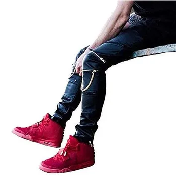 

High Quantity PU Faux Leather Men Skinny Justin Bieber Clothes Slim Fit Hip Hop Hiphop Pants Zipper Swag Biker Jogger Kanye West