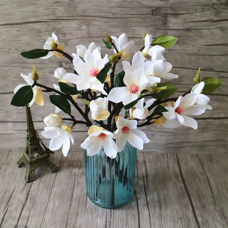 Hot Magnolia Artificial Flower Short Branch Multi-head Simulation Wedding Fake Home Garden Flores Artificiales | Дом и сад