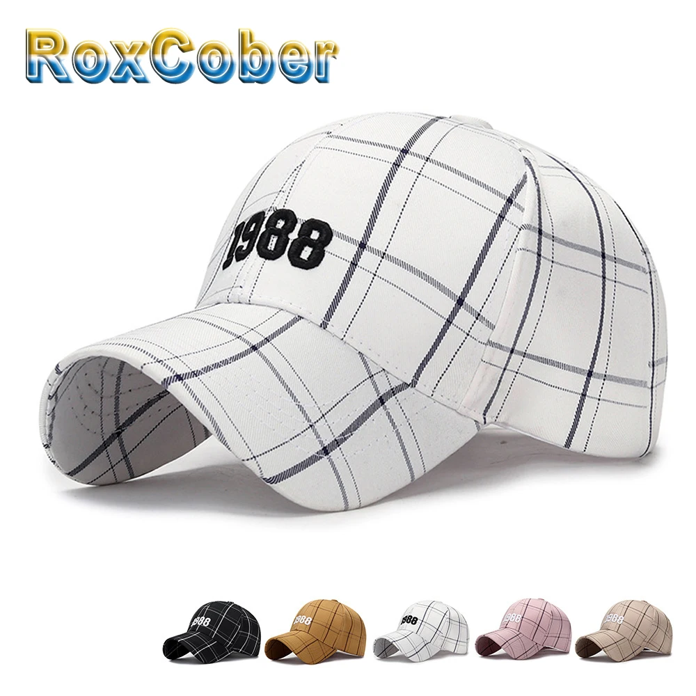 RoxCober Новая модная клетчатая бейсбольная Кепка с вышивкой 1988 солнцезащитная Snapback