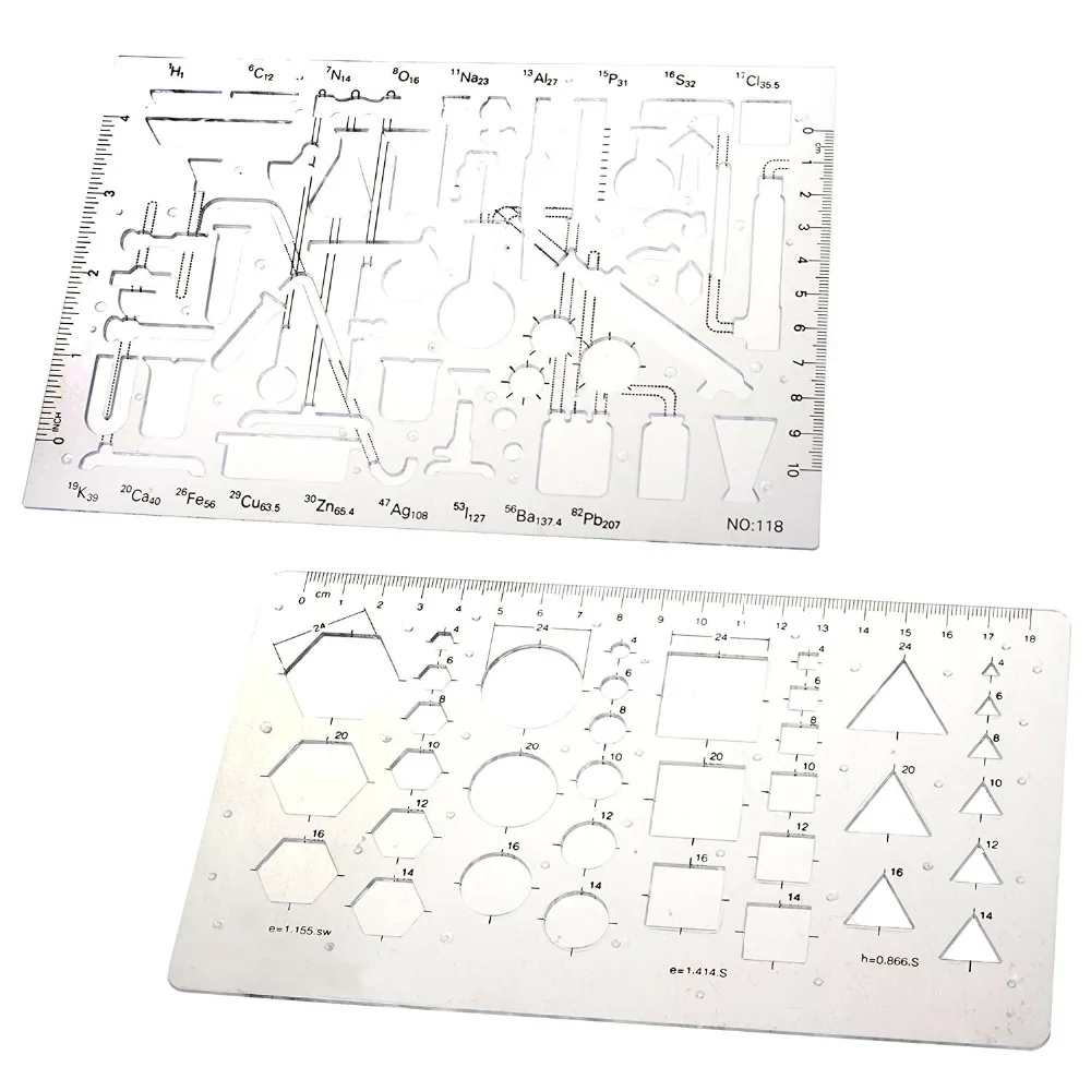 Set of 2 Chemistry Chemical Lab Laboratory Geometry Technical Drawing Template Stencil
Set of 2 Chemistry Chemical Lab Laboratory Geometry Technical Drawing Template Stencil